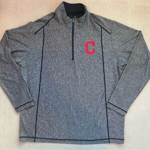 Antigua Cleveland Guardians Long Sleeve 1/4 Zip Shirt. Gray. XL.